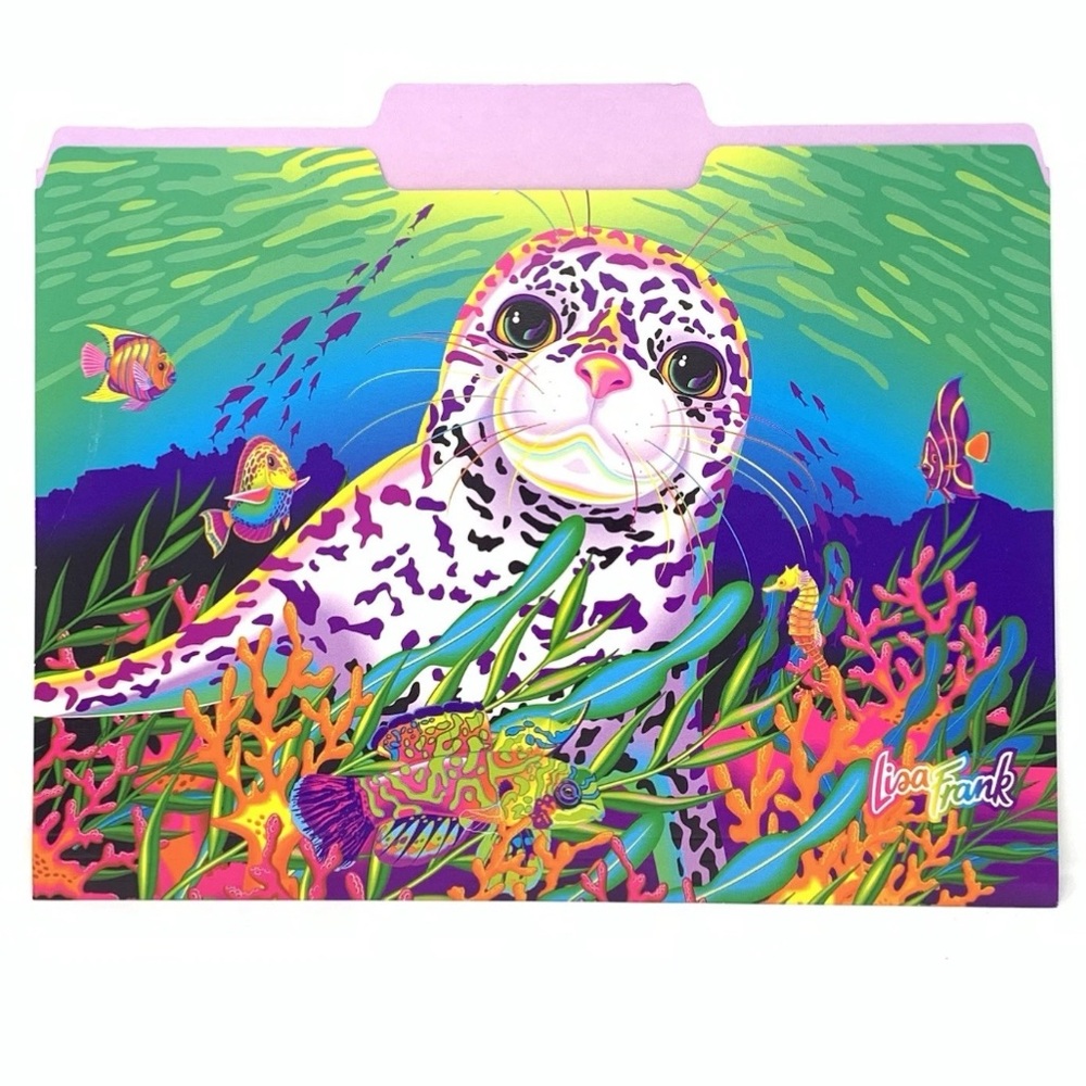 Lisa Frank File Folder Rainbow Reef Tropical Vtg 90s Fish Skeeter The Seal Sea